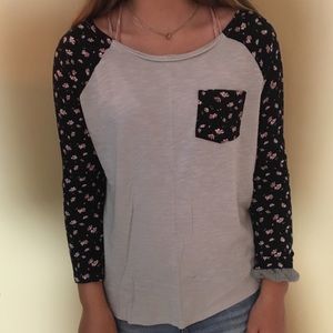 Floral print and gray baseball tee from Pac Sun